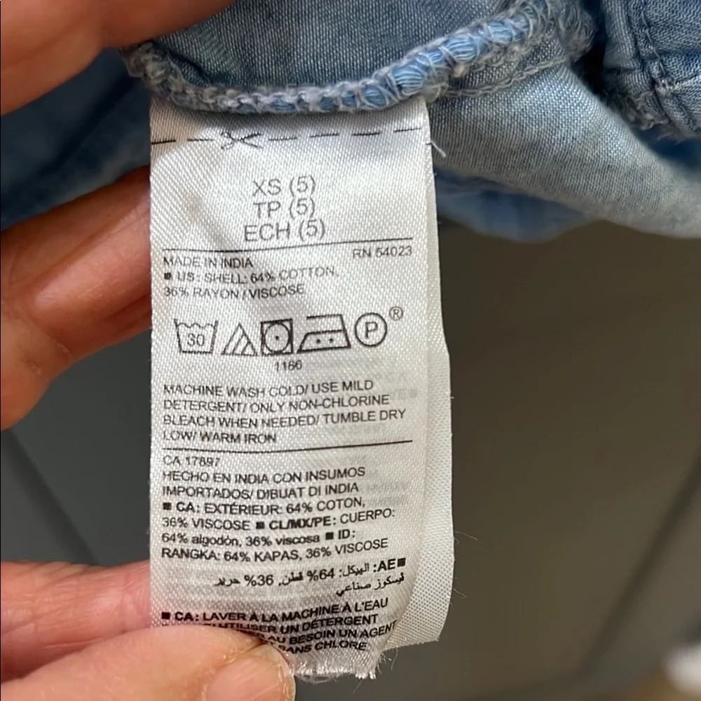 Old Navy Light Blue Chambray Polka Dot Kids Dress